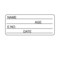 Nevs Information Labels - Name Age E.No. 5/16" x 1-1/4" White w/Black X-9405 - alternate 1